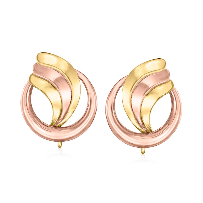 C. 1940 Vintage 14kt Two-Tone Gold Swirl Earrings image number 0