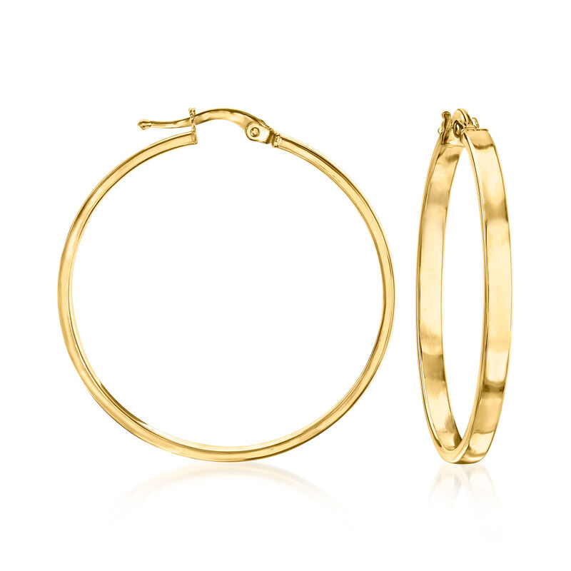 Italian 14kt Yellow Gold Squared-Edge Hoop Earrings. 1 1/2&quot; image number 0