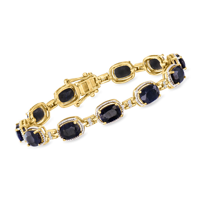 19.00 ct. t.w. Sapphire and .21 ct. t.w. Diamond Bracelet in 18kt Gold Over Sterling image number 0