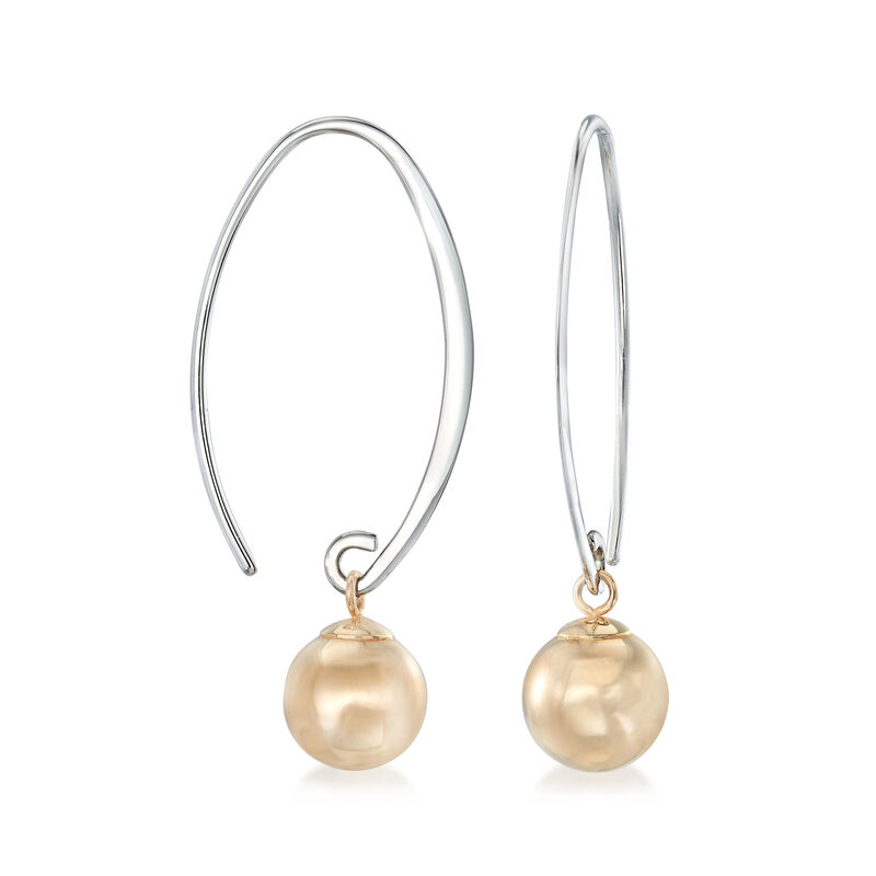 14kt Yellow Gold Bead Drop Earrings with Sterling Silver image number 2