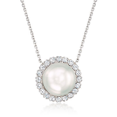 C. 1990 Vintage 15.5mm Cultured South Sea Pearl and 1.80 ct. t.w. Diamond Necklace in 14kt and 18kt White Gold