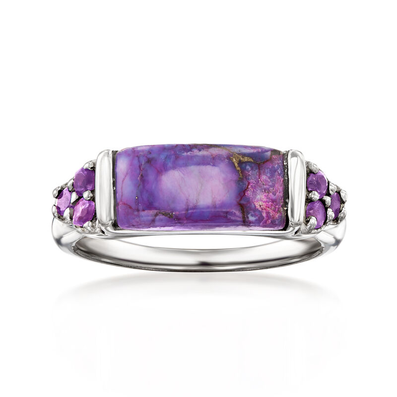 Purple Turquoise and .10 ct. t.w. Amethyst Ring in Sterling Silver image number 0