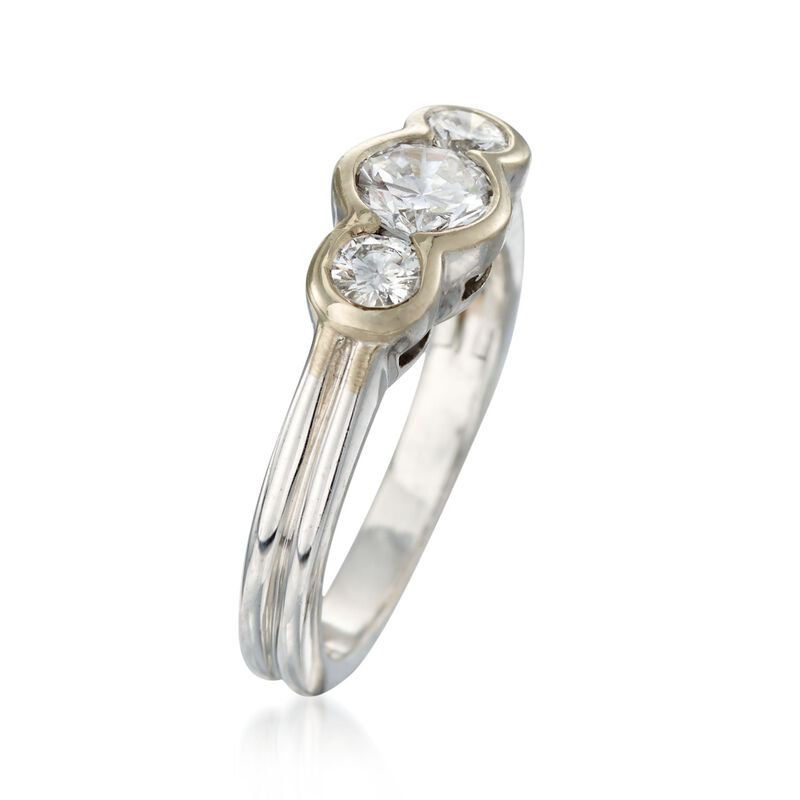 C. 1990 Vintage .80 ct. t.w. Bezel-Set Diamond Ring in 18kt White Gold. Size 5.25 image number 2