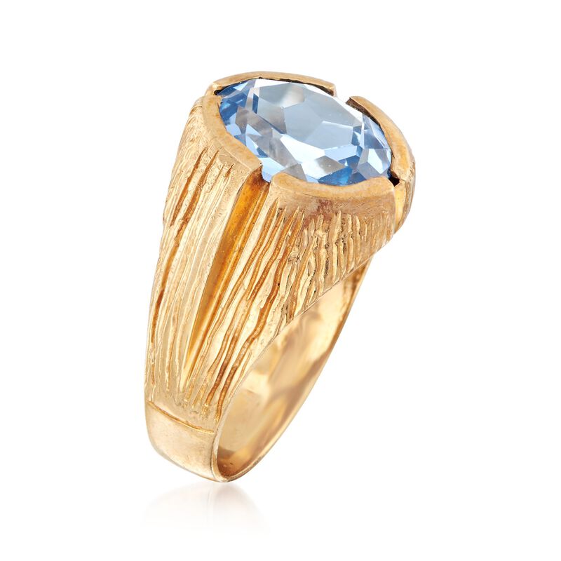 C. 1970 Vintage 4.95 Carat Synthetic Blue Spinel Ring in 10kt Yellow Gold. Size 9.75 image number 2