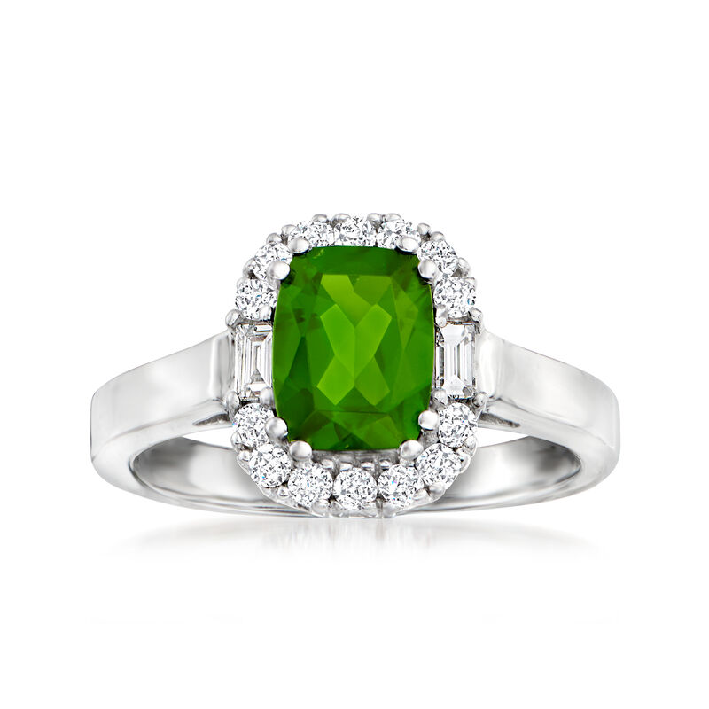 1.50 Carat Chrome Diopside and .25 ct. t.w. Diamond Ring in 14kt White Gold image number 0