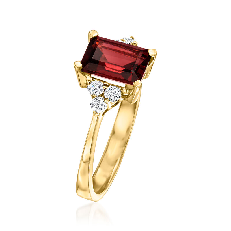 2.00 Carat Garnet and .24 ct. t.w. Diamond Ring in 14kt Yellow Gold image number 2