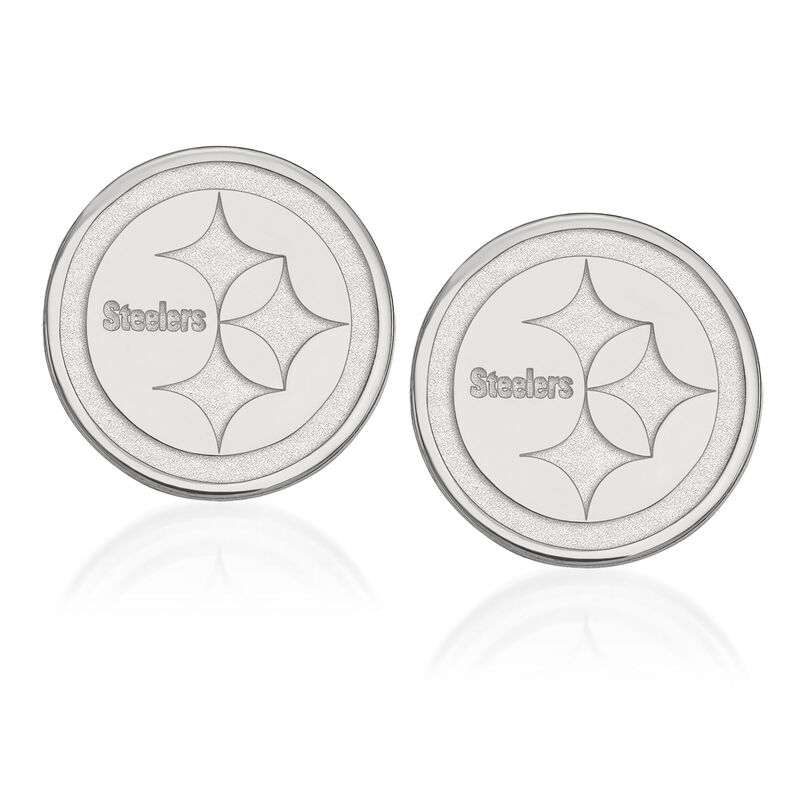 14kt White Gold NFL Pittsburgh Steelers Extra Small Stud Earrings image number 0