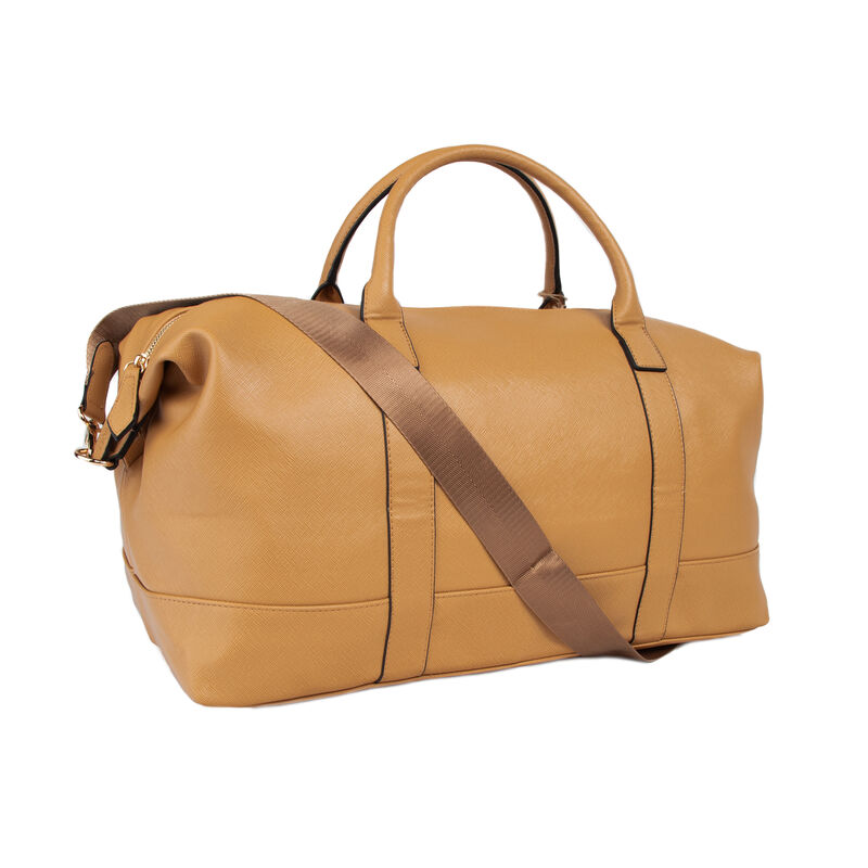 Brouk & Co. &quot;Alexa&quot; Faux Taupe Leather Duffel Bag image number 1