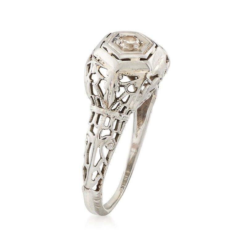C. 1940 Old European Cut .06 Carat Diamond Ring in 14kt White Gold. Size 4.75 image number 2