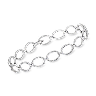 .66 ct. t.w. Diamond Oval-Link Bracelet in Sterling Silver