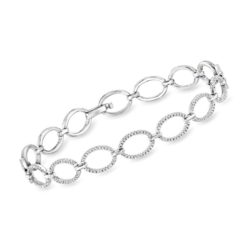 .66 ct. t.w. Diamond Oval-Link Bracelet in Sterling Silver. 7&quot; image number 0