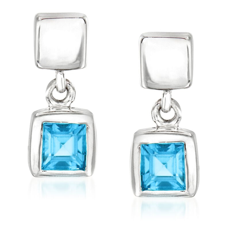 Zina Sterling Silver &quot;Ice Cube&quot; .40 ct. t.w. Blue Topaz Drop Earrings image number 0
