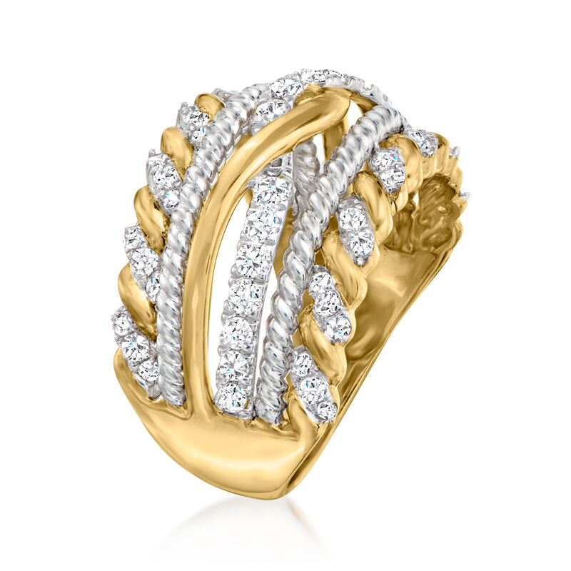 .75 ct. t.w. Diamond Twisted Multi-Row Ring in 14kt Two-Tone Gold image number 2