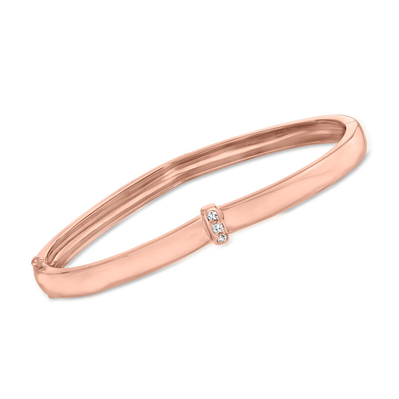 C. 1997 Vintage Piaget Diamond-Accented Heart Bangle Bracelet in 18kt Rose Gold. 7" image number 0