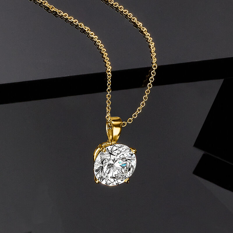 3.00 Carat Lab-Grown Diamond Solitaire Necklace in 14kt Yellow Gold image number 2