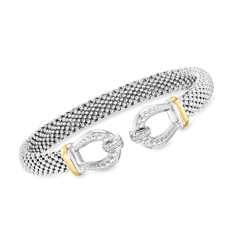 Phillip Gavriel &quot;Prosecco&quot; Sterling Silver Horseshoe Cuff Bracelet with 18kt Yellow Gold. 7&quot; image number 0