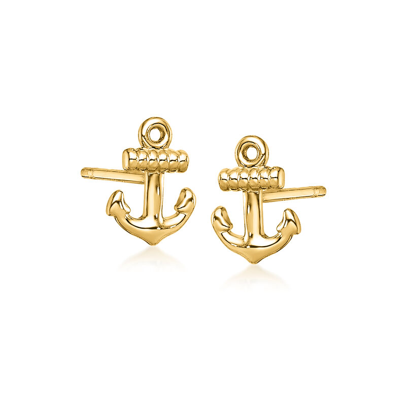 14kt Yellow Gold Anchor Earrings image number 2