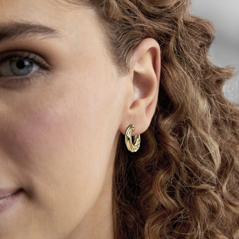Italian 18kt Yellow Gold Twisted Hoop Earrings. 3/4" image number 1