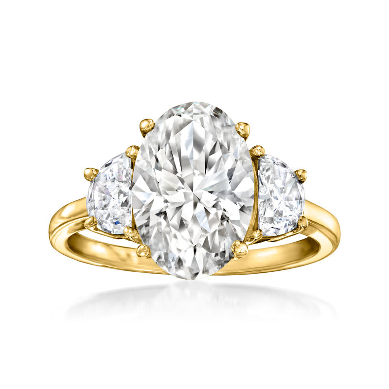 3.60 ct. t.w. Oval and Half-Moon Lab-Grown Diamond Ring in 14kt Yellow Gold image number 0