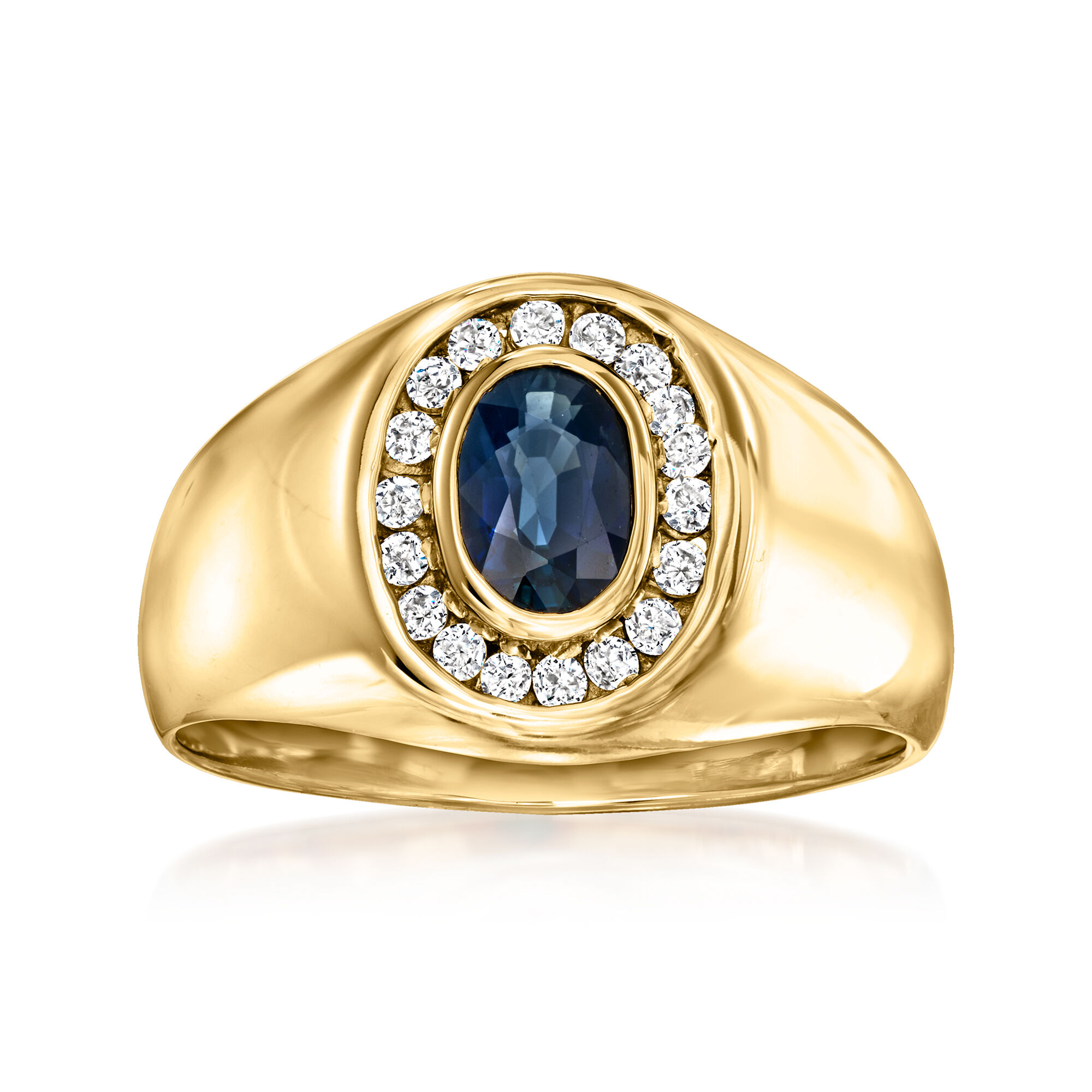 C. 1980 Vintage Men's 1.00 Carat Sapphire Ring with .35 ct. t.w.