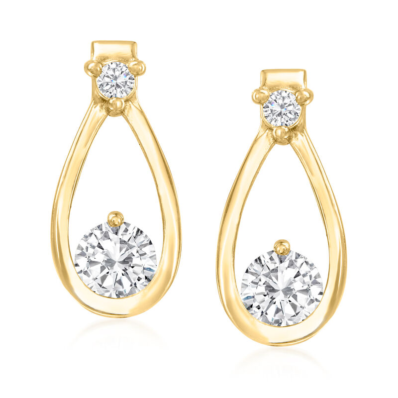 1.40 ct. t.w. CZ Jewelry Set: Pendant Necklace and Drop Earrings in 18kt Gold Over Sterling image number 2