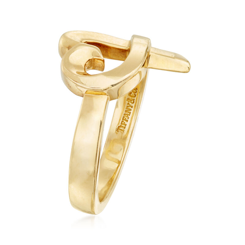 C. 1990 Vintage Tiffany Jewelry &quot;Paloma Picasso&quot; Heart Ring in 18kt Yellow Gold. Size 6 image number 2