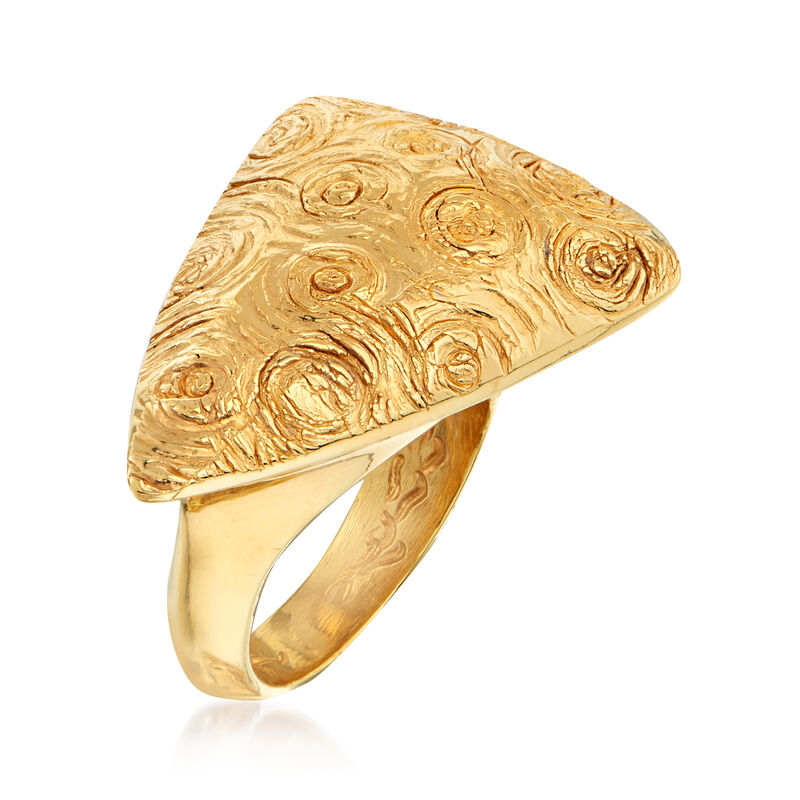 Italian 18kt Yellow Gold Triangle Swirl Ring image number 1