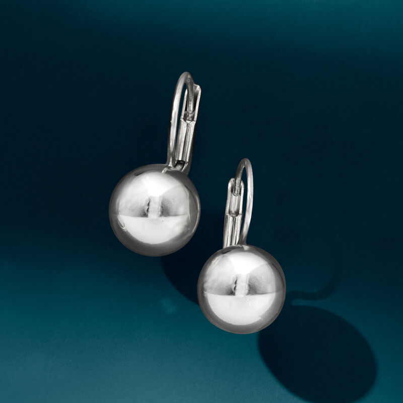 Italian 10mm Sterling Silver Ball Drop Earrings  image number 3