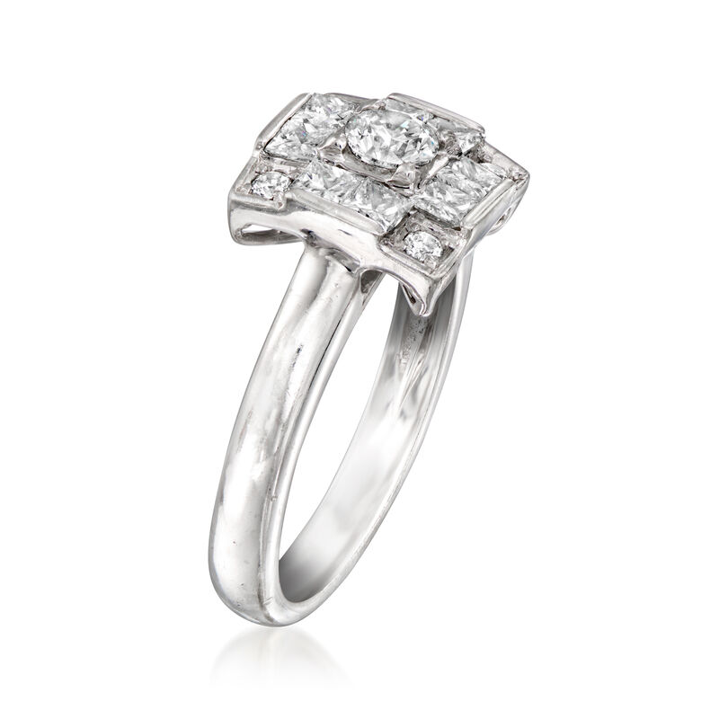 C. 1990 Vintage .94 ct. t.w. Diamond Square Cluster Ring in 14kt White Gold. Size 6 image number 2