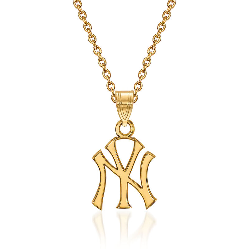 14kt Yellow Gold MLB New York Yankees Pendant Necklace. 18&quot; image number 0