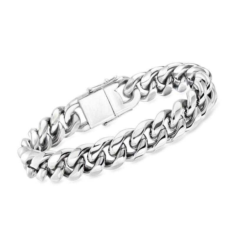 Men's Stainless Steel Cuban-Link Bracelet. 8.5&quot; image number 0