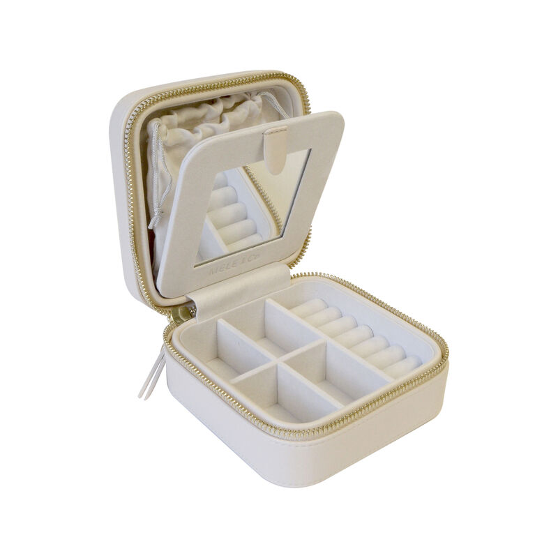 Mele & Co. "Stow and Go" Cream Vegan Leather Square Travel Jewelry Box image number 3