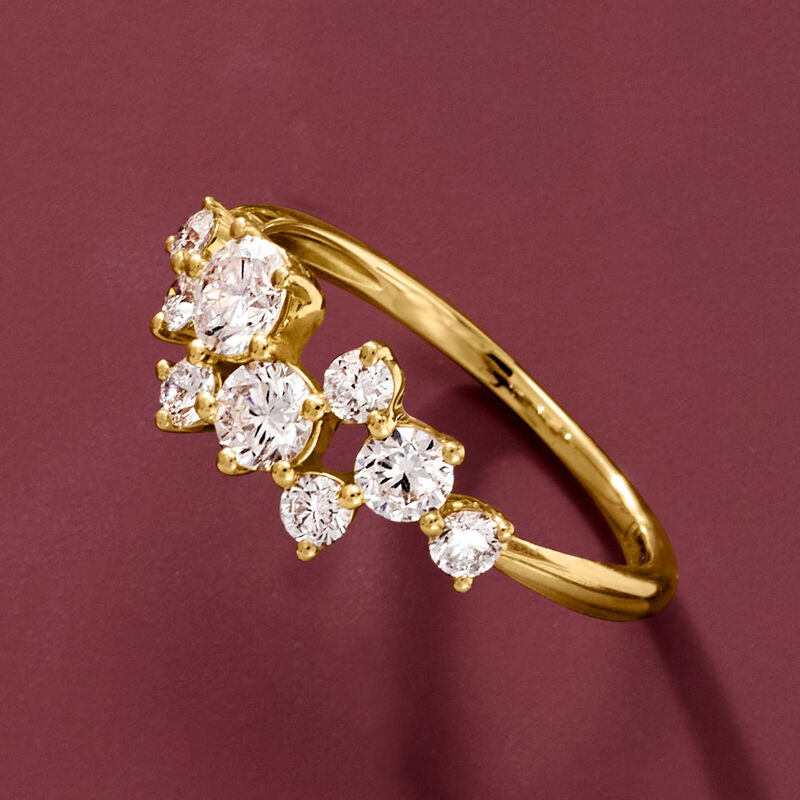 1.00 ct. t.w. Lab-Grown Diamond Cluster Ring in 14kt Yellow Gold image number 3