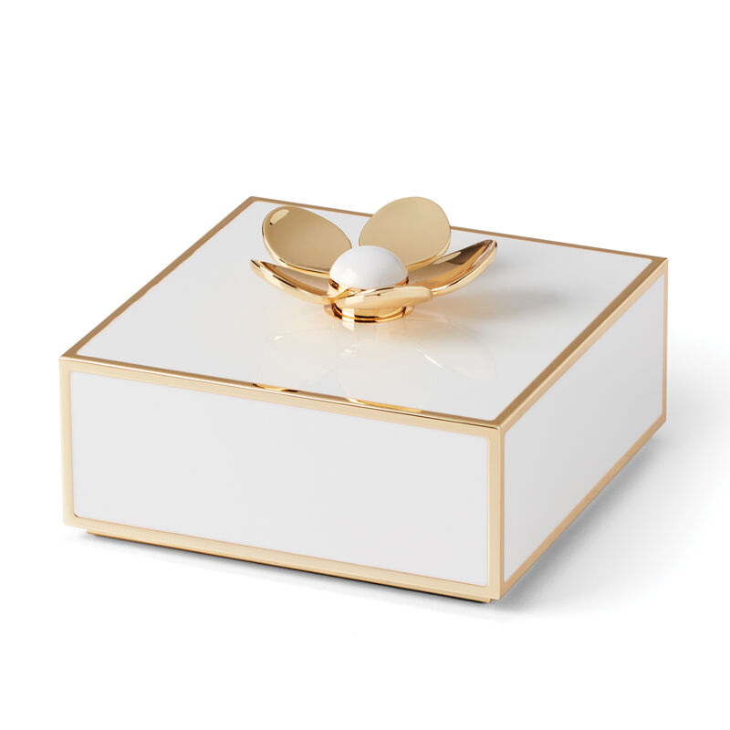 Kate Spade New York White Enamel Floral Covered Box image number 0