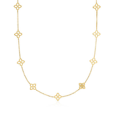 Roberto Coin "Principessa" 18kt Yellow Gold Flower Station Necklace with Diamonds
