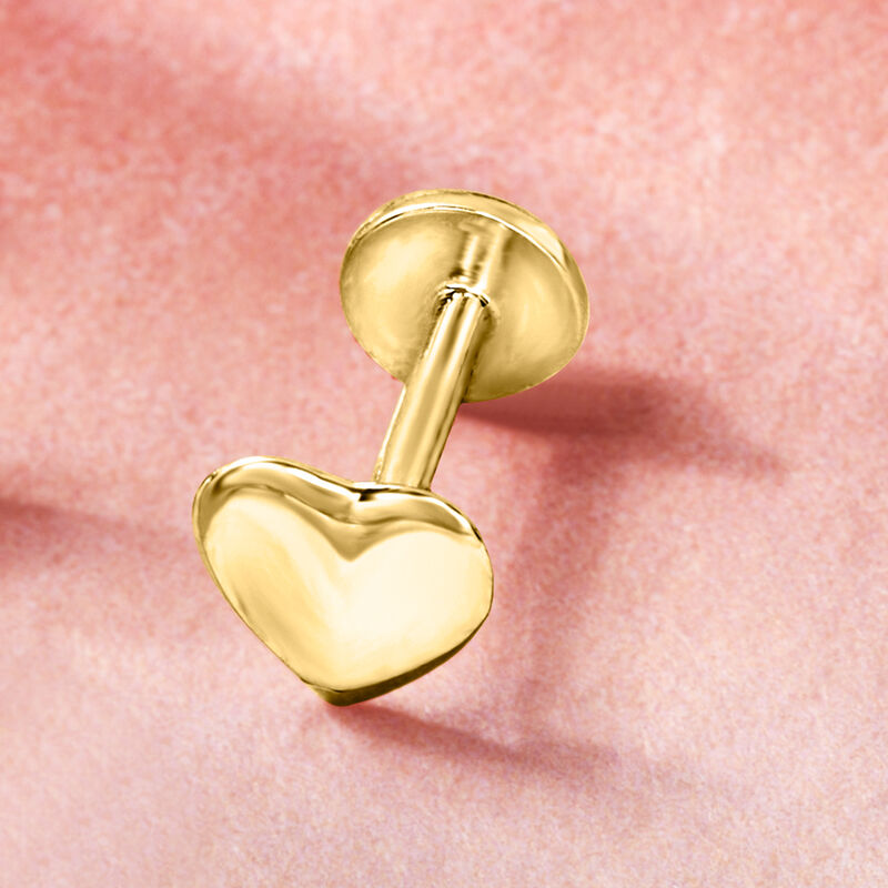 14kt Yellow Gold Heart Single Flat-Back Stud Earring  image number 3