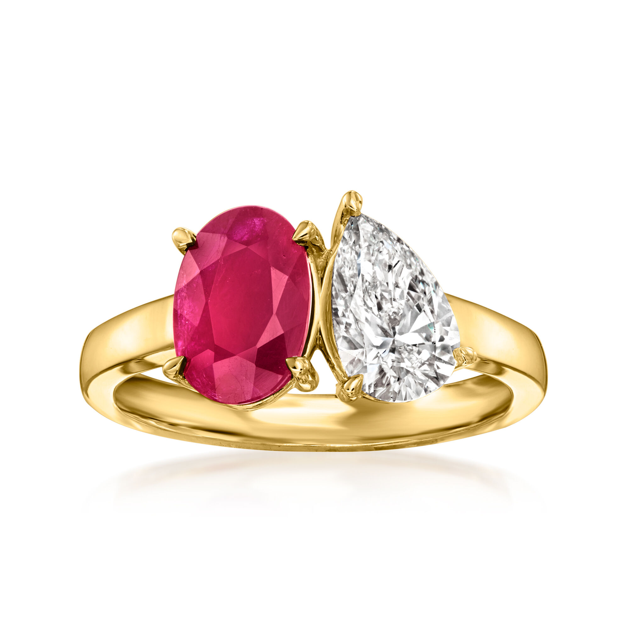 2.00 Carat Oval Ruby and 1.00 Carat Pear-Shaped Lab-Grown 2.00 Carat Oval Ruby and 1.00 Carat Pear-Shaped Lab-Grown