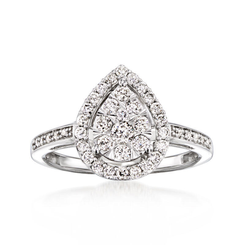 C. 2010 Vintage .65 ct. t.w. Pear-Shaped Diamond Ring in 14kt White Gold image number 0