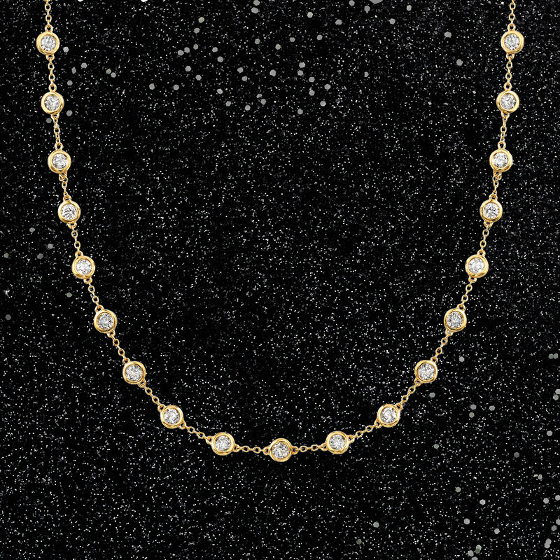 5.00 ct. t.w. Bezel-Set Diamond Station Necklace in 14kt Yellow Gold image number 3