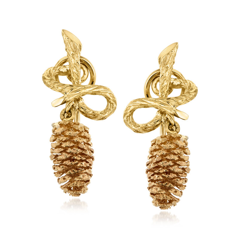 C. 1980 Vintage 14kt Two-Tone Gold Pinecone Drop Earrings  image number 0