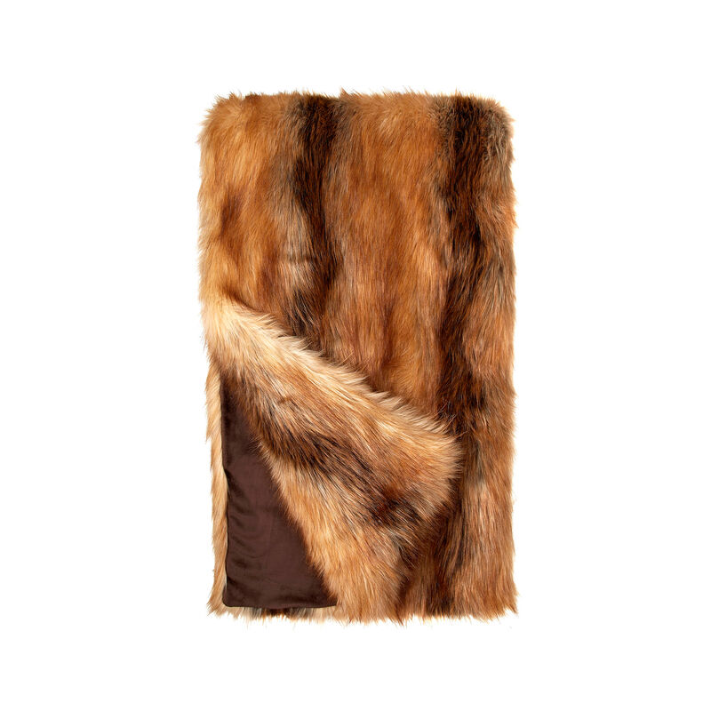 Limited Edition Red Fox Faux Fur Throw Blanket image number 0