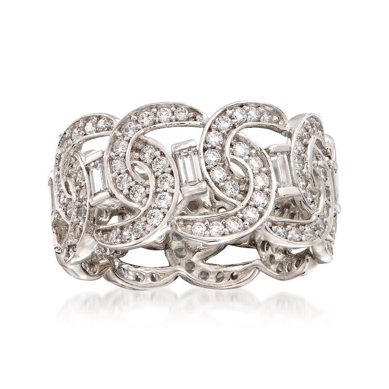 3.19 ct. t.w. CZ Link-Style Eternity Band in Sterling Silver image number 0