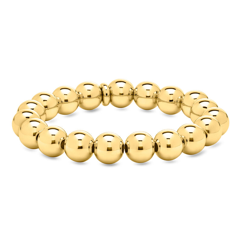 Italian 10mm 14kt Yellow Gold-Plated Bead Stretch Bracelet image number 0