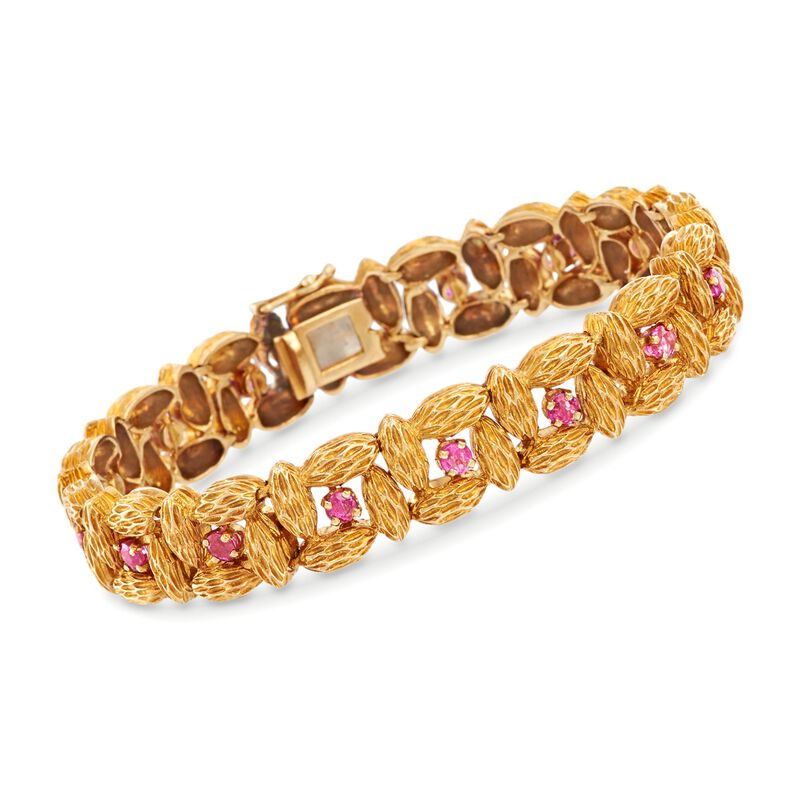 C. 1960 Vintage 2.00 ct. t.w. Ruby Bracelet in 18kt Yellow Gold. 6.5&quot; image number 0