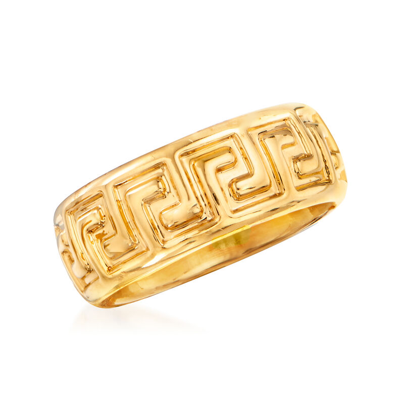 Italian Andiamo 14kt Yellow Gold Over Resin Greek Key Ring image number 3