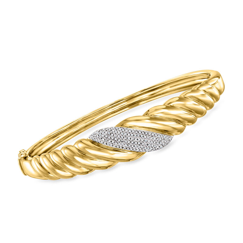 .33 ct. t.w. Diamond Shrimp Bangle Bracelet in 18kt Yellow Gold. 7&quot; image number 0
