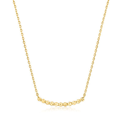 Italian 10kt Yellow Gold Beaded Station Cable-Chain Necklace