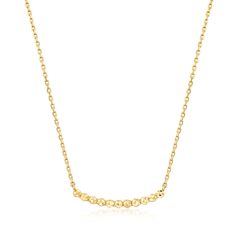 Italian 10kt Yellow Gold Beaded Station Cable-Chain Necklace. 16" image number 1