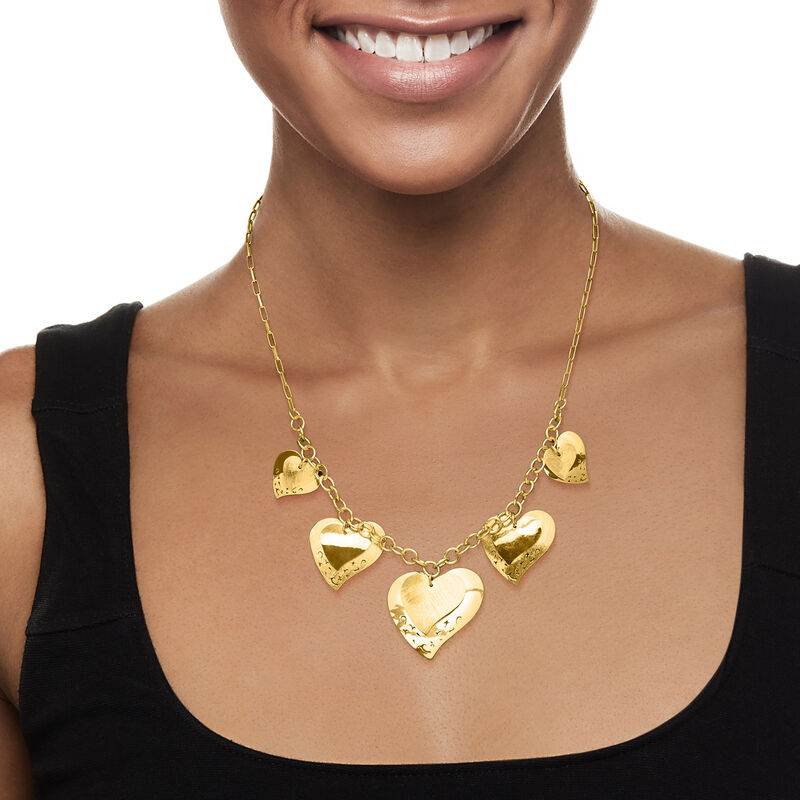 Italian 18kt Gold Over Sterling Heart Drop Necklace. 18&quot; image number 0