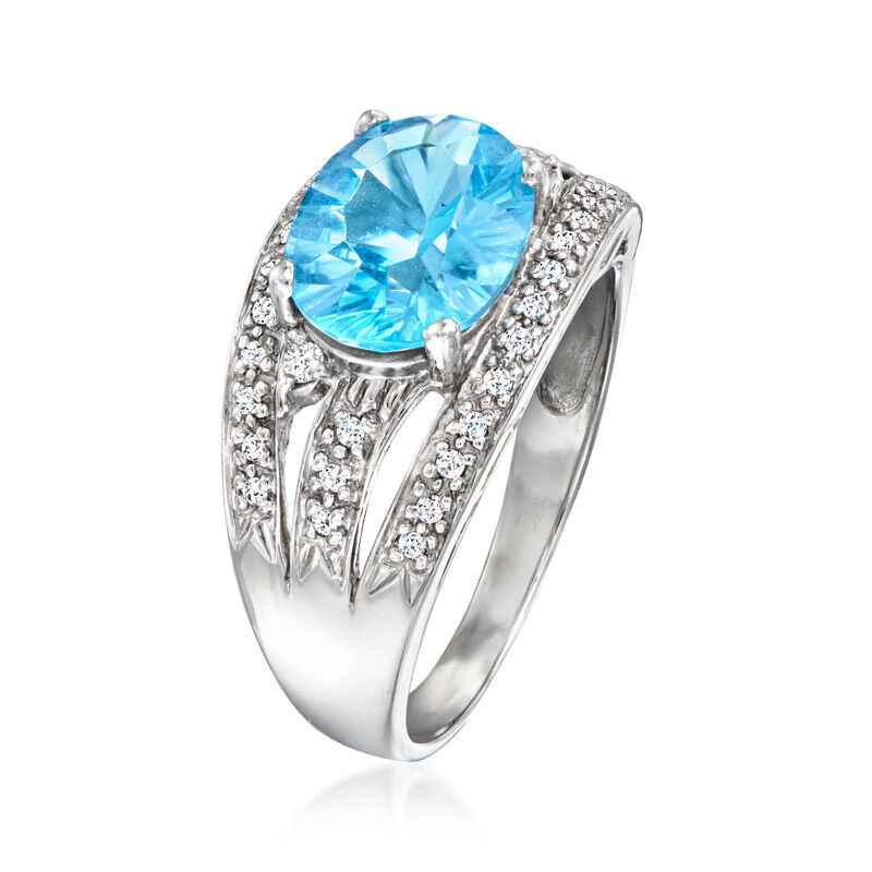 Le Vian 2.60 Carat Blue Topaz Ring with .17 ct. t.w. Vanilla Diamonds in 14kt Vanilla Gold. Size 7 image number 2